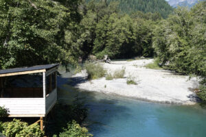 A Viewing Tower overlooking the river on a grizzly bear tour