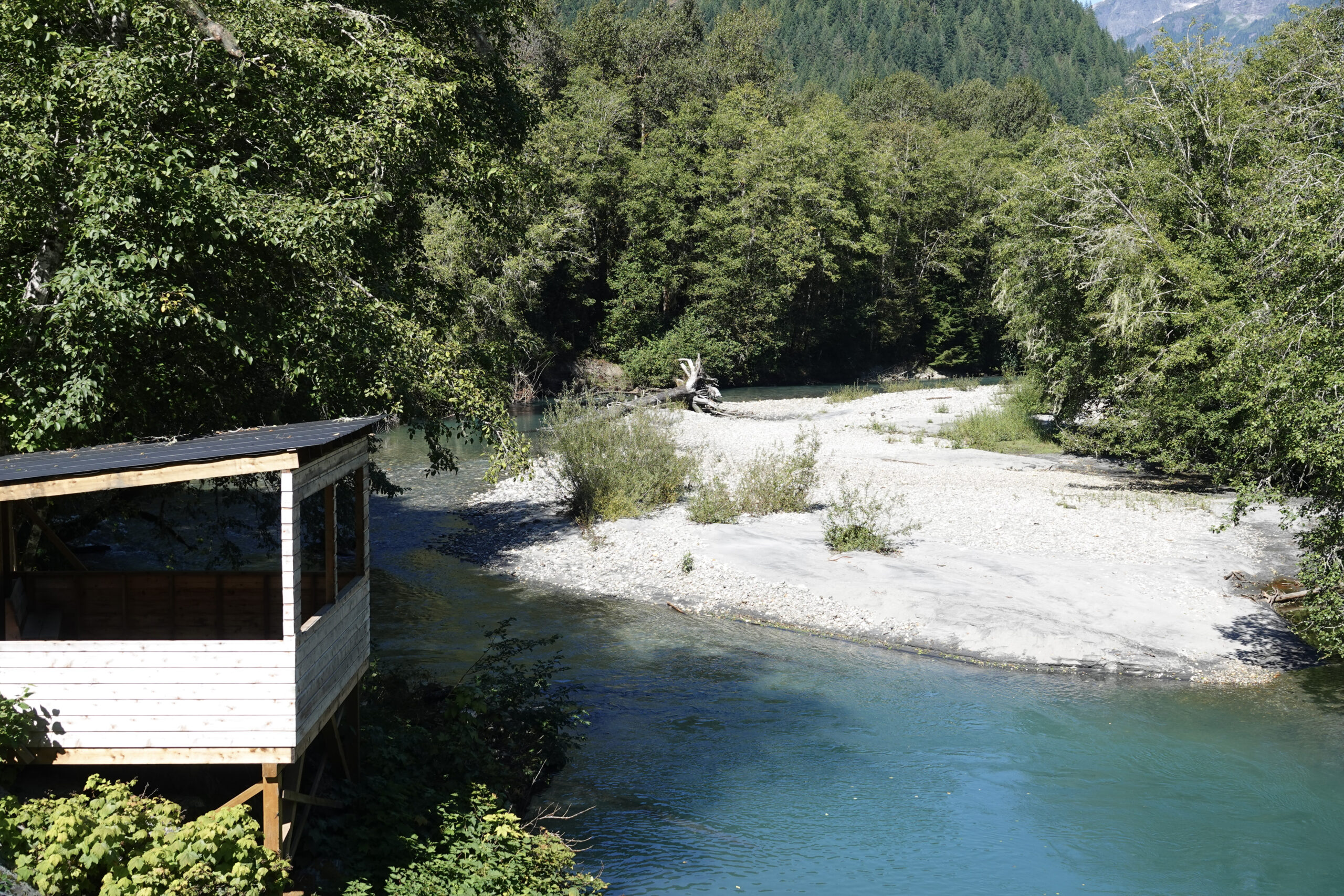 A Viewing Tower overlooking the river on a grizzly bear tour
