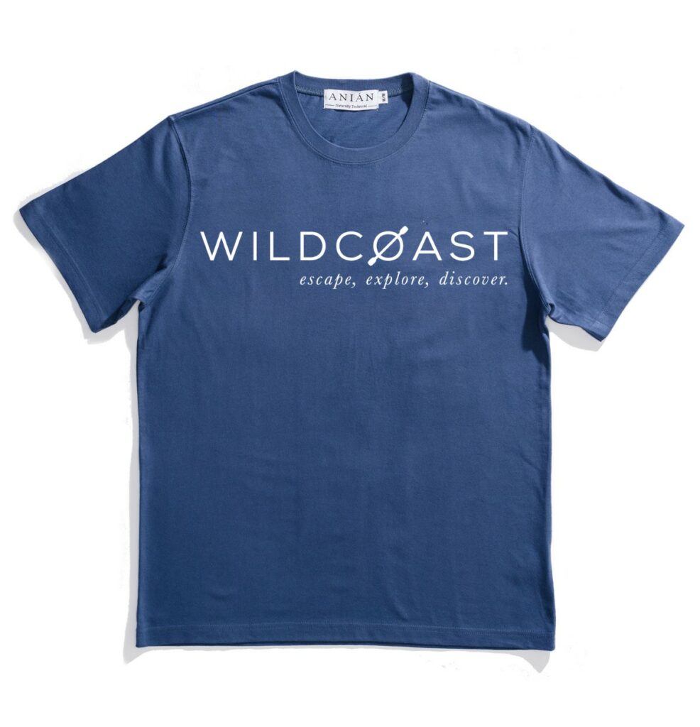 a blue t - shirt with the words wild coast on it