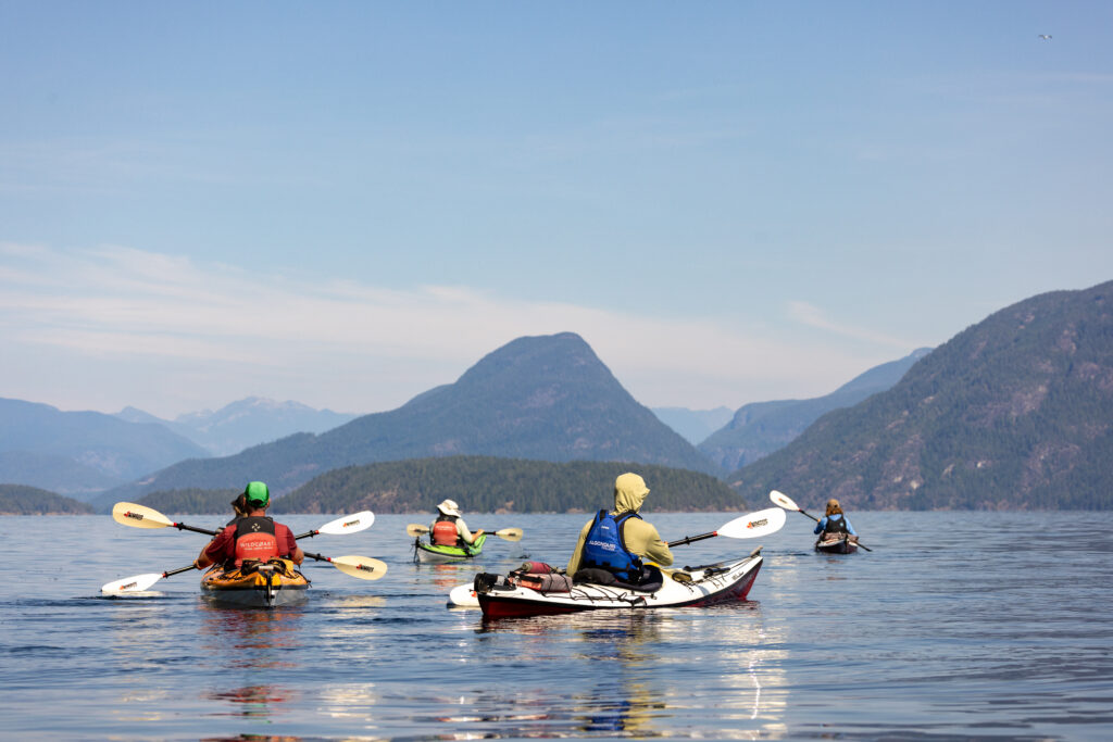 Kayakers paddling in Discovery Islands
